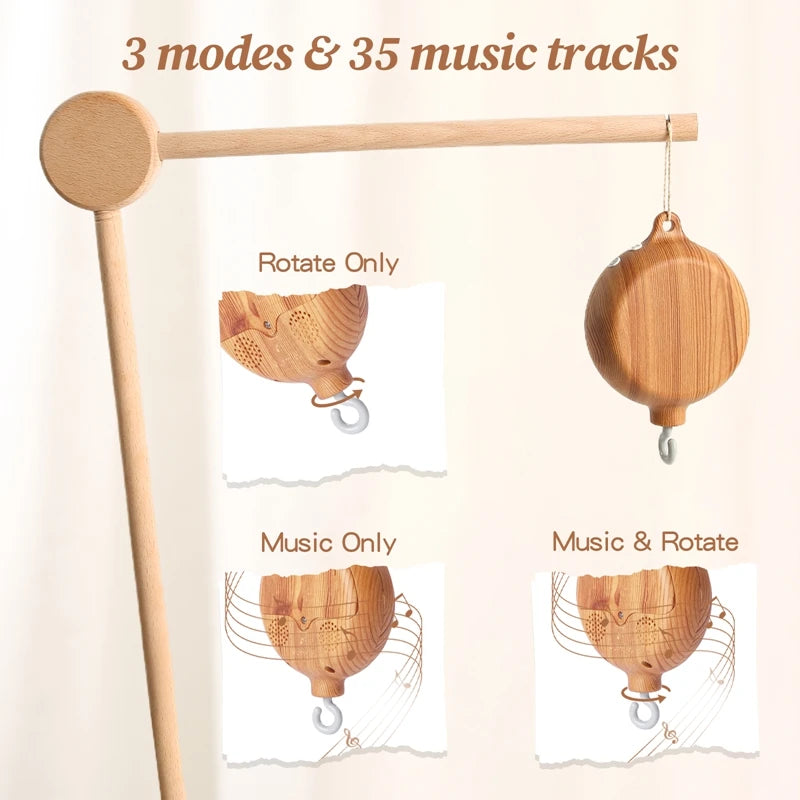 Wooden Baby Crib Bell with Music